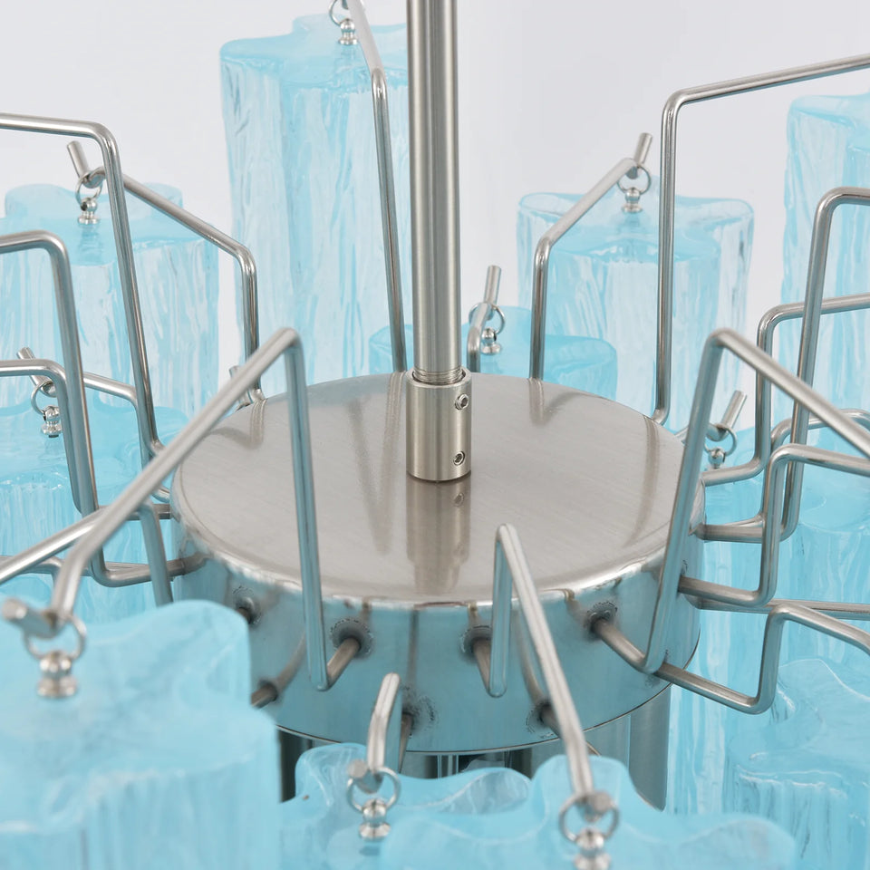 Marisol Fluted Blue Glass Tube Chandelier