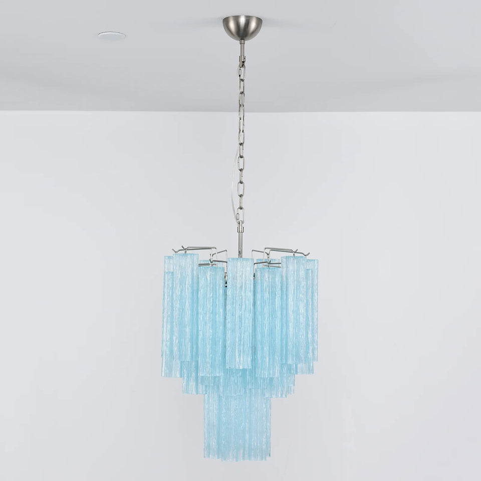 Marisol Fluted Blue Glass Tube Chandelier