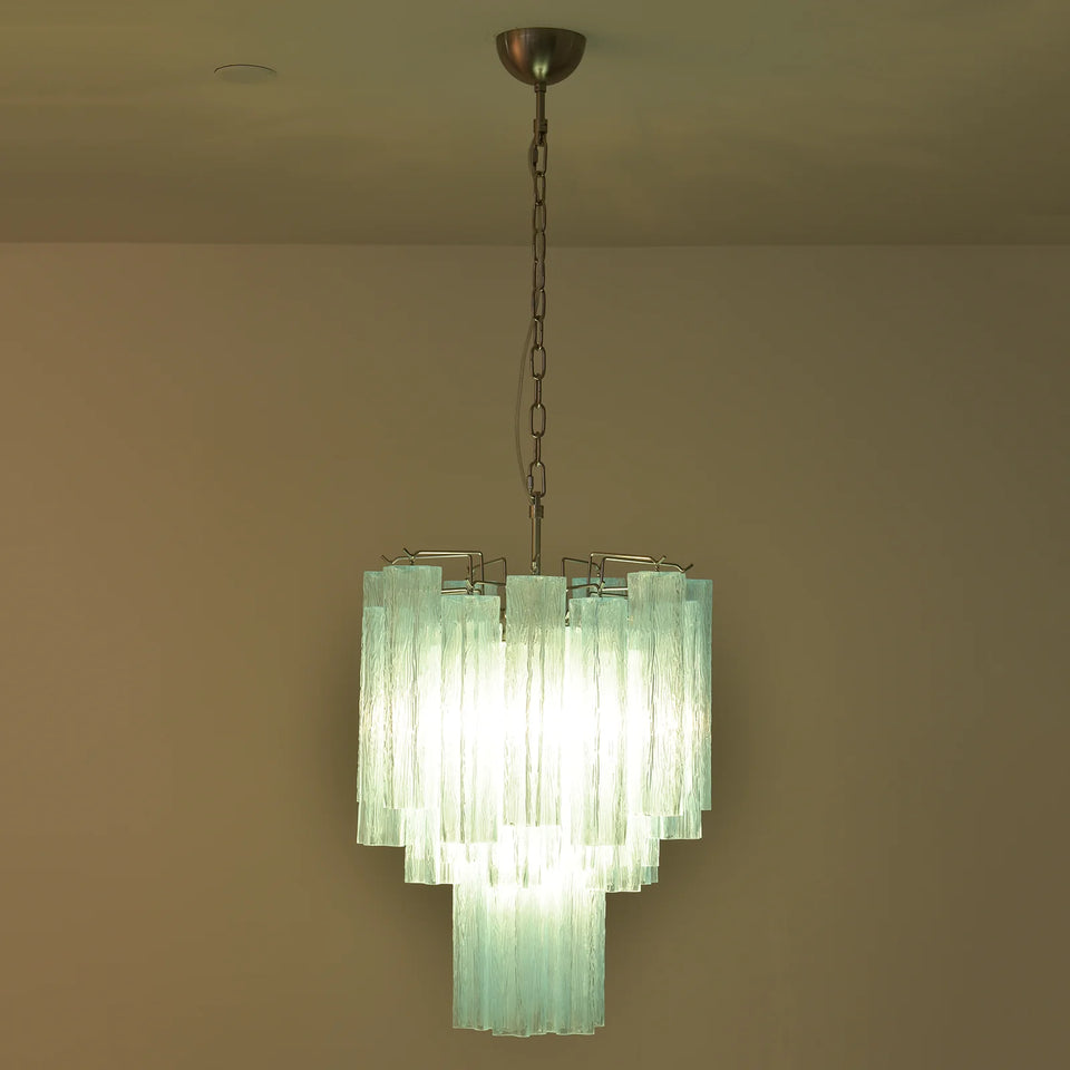 Marisol Fluted Blue Glass Tube Chandelier