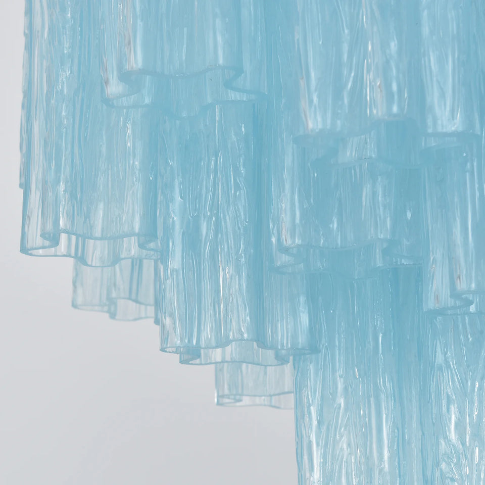 Marisol Fluted Blue Glass Tube Chandelier