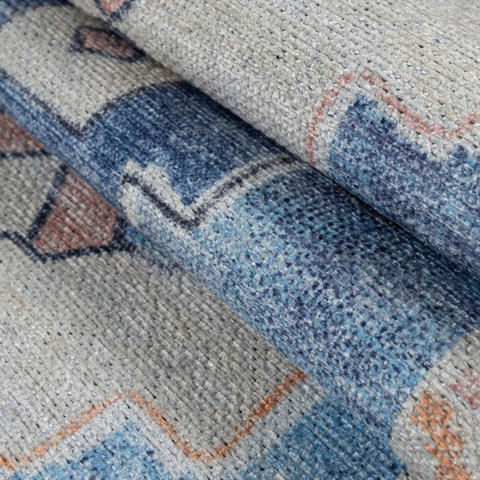 Blue Boho Oushak Washable Rug