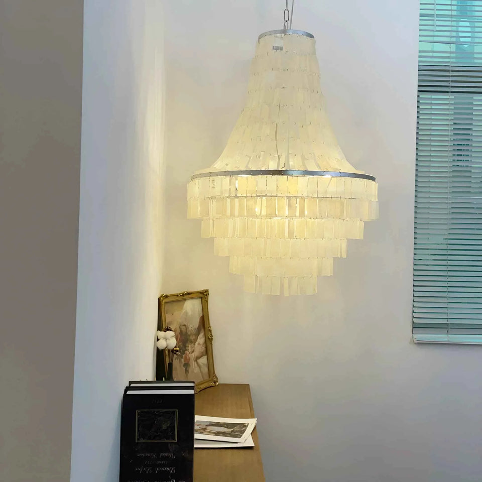 Boho Tiered Capiz Chandelier