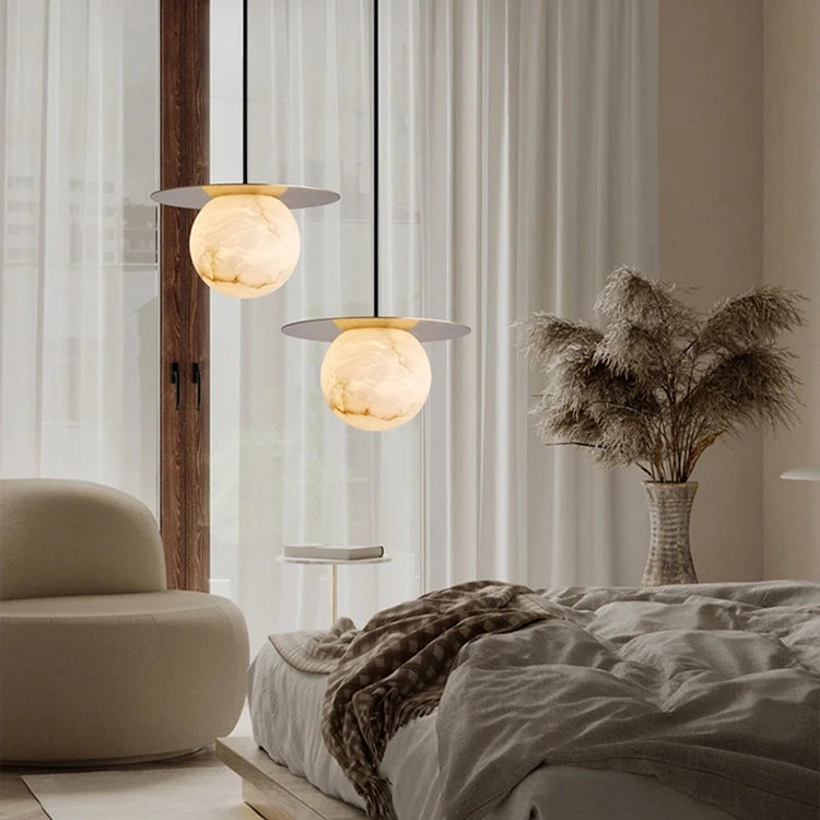 Saturn Round Alabaster Pendant Light