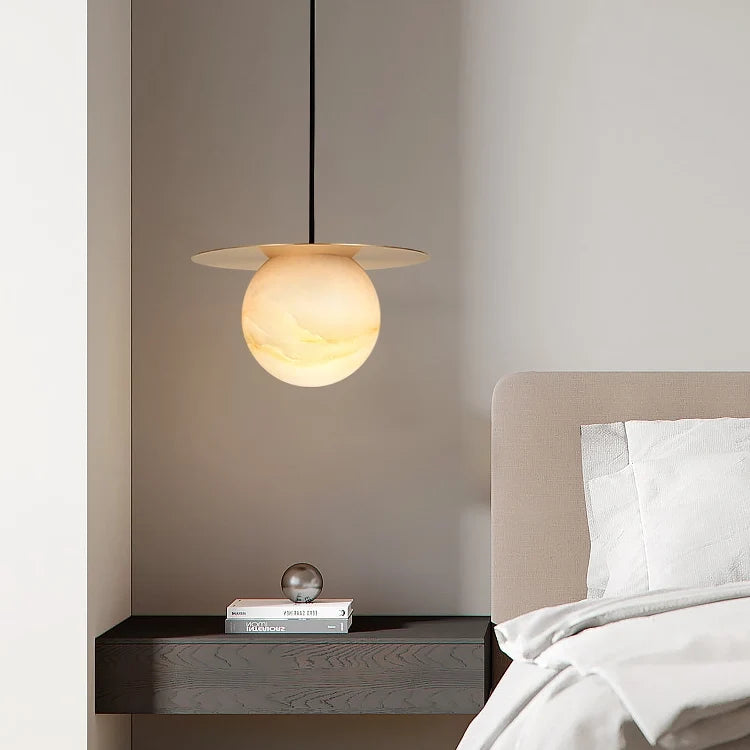 Saturn Round Alabaster Pendant Light