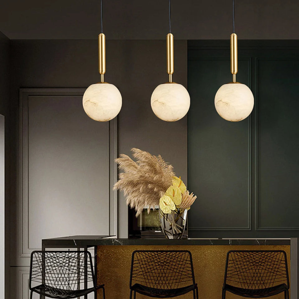 Bosso Brass Alabaster Pendant Lamp