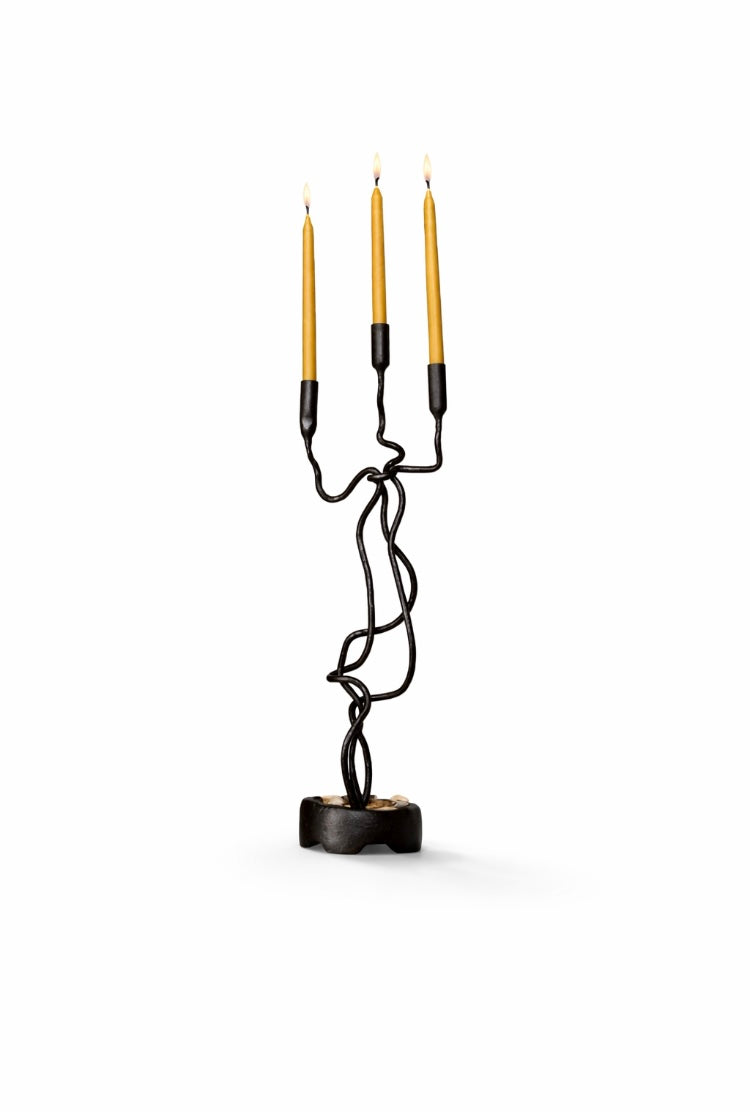 Lover’s Knot Candle Holder — Sculptural Handmade Wrought Iron with Beeswax Candles