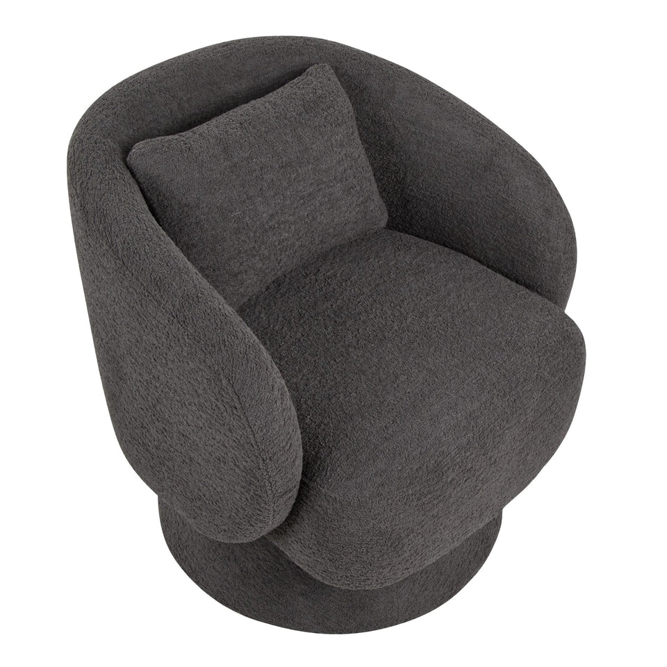 Zara Upholstered Swivel Accent Chair with Pillow