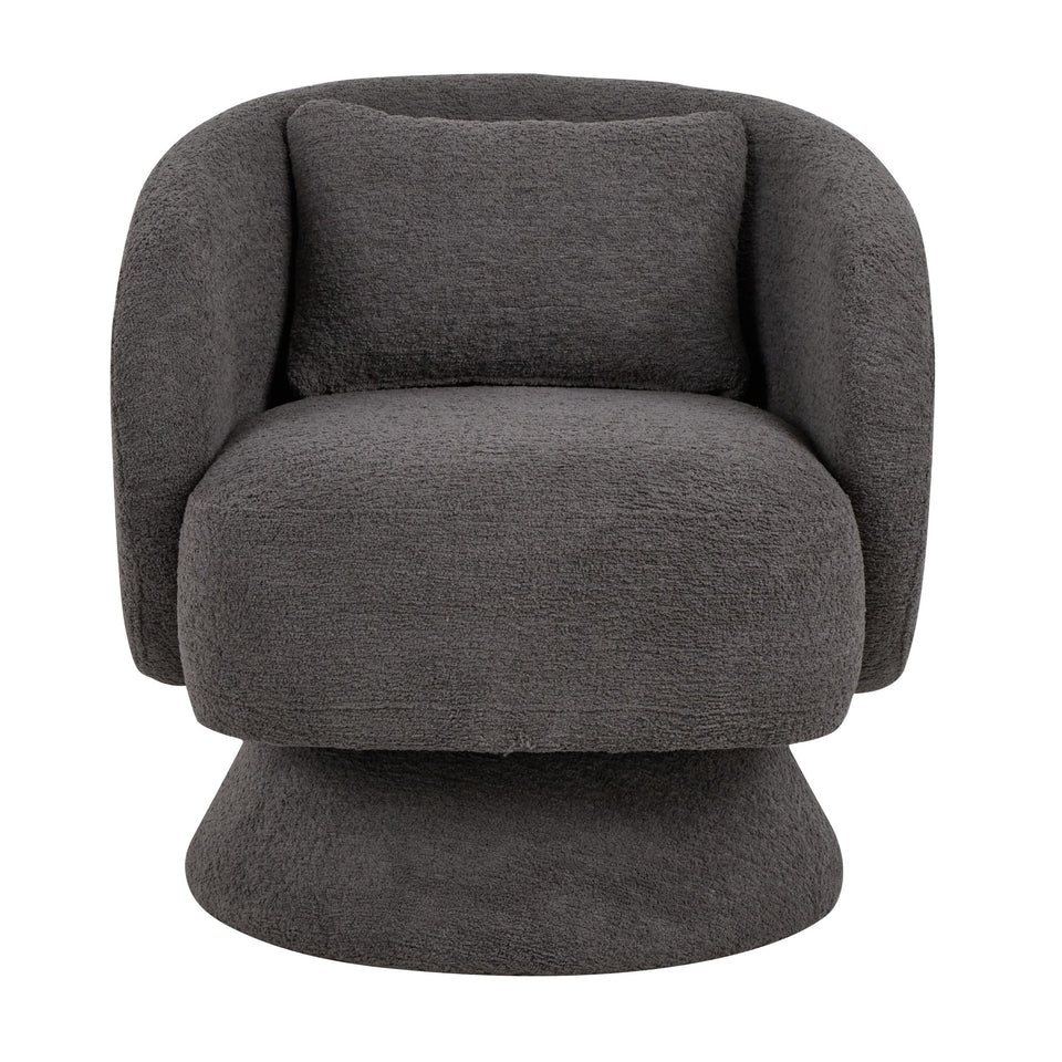 Zara Upholstered Swivel Accent Chair with Pillow