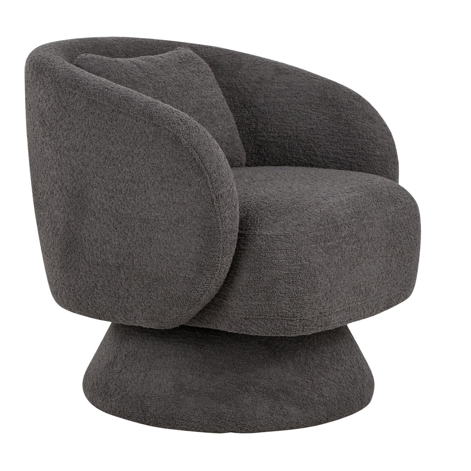 Zara Upholstered Swivel Accent Chair with Pillow