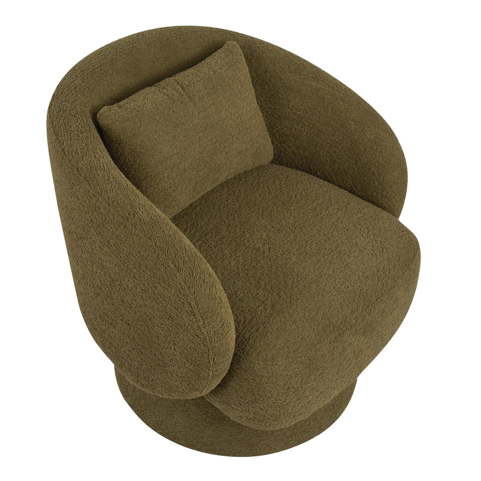 Zara Upholstered Swivel Accent Chair with Pillow