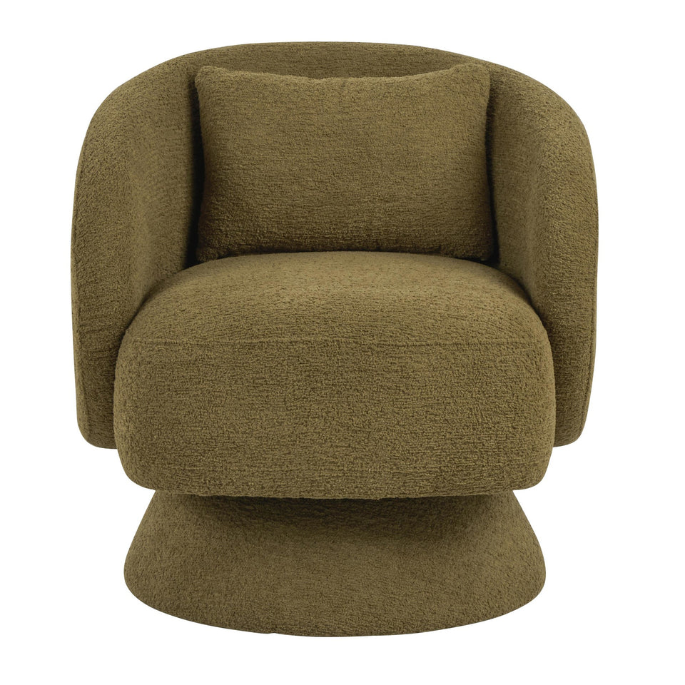Zara Upholstered Swivel Accent Chair with Pillow