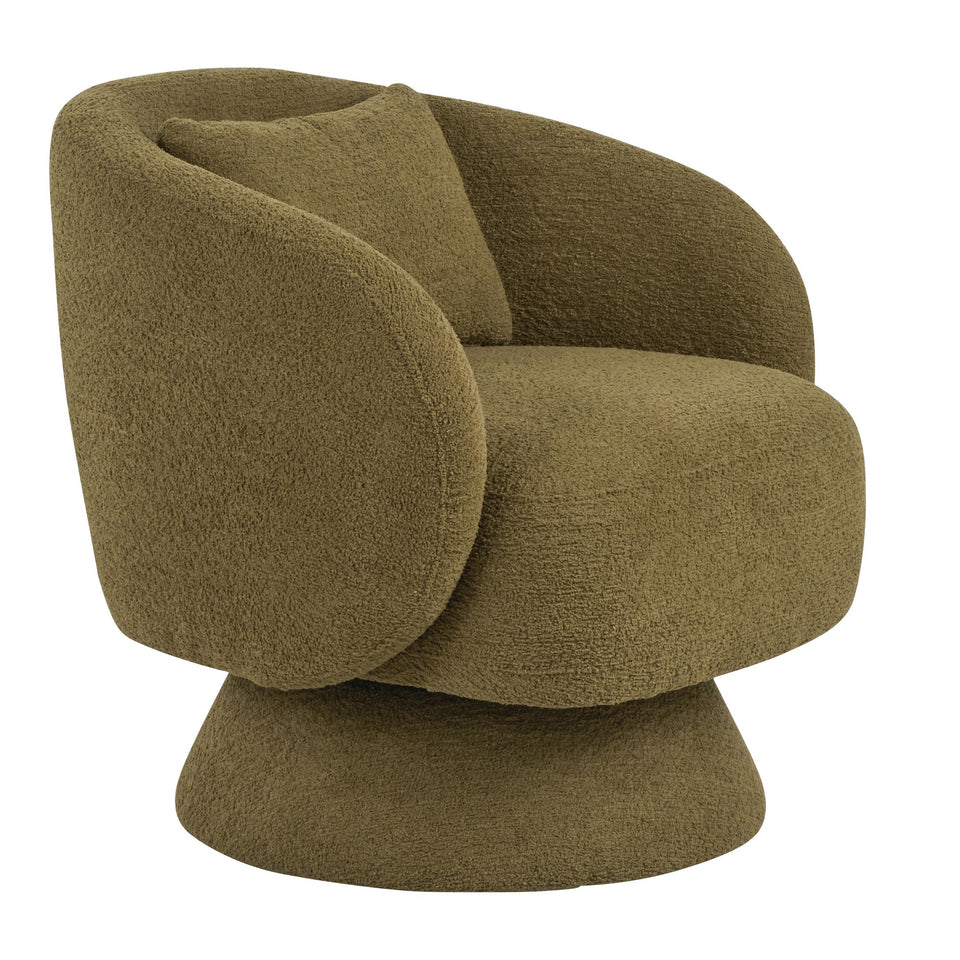 Zara Upholstered Swivel Accent Chair with Pillow