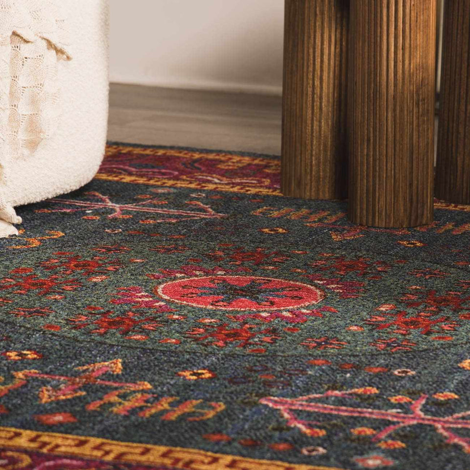 Cleveland Colorful Traditional Area Rug - Teal, Aqua, Navy