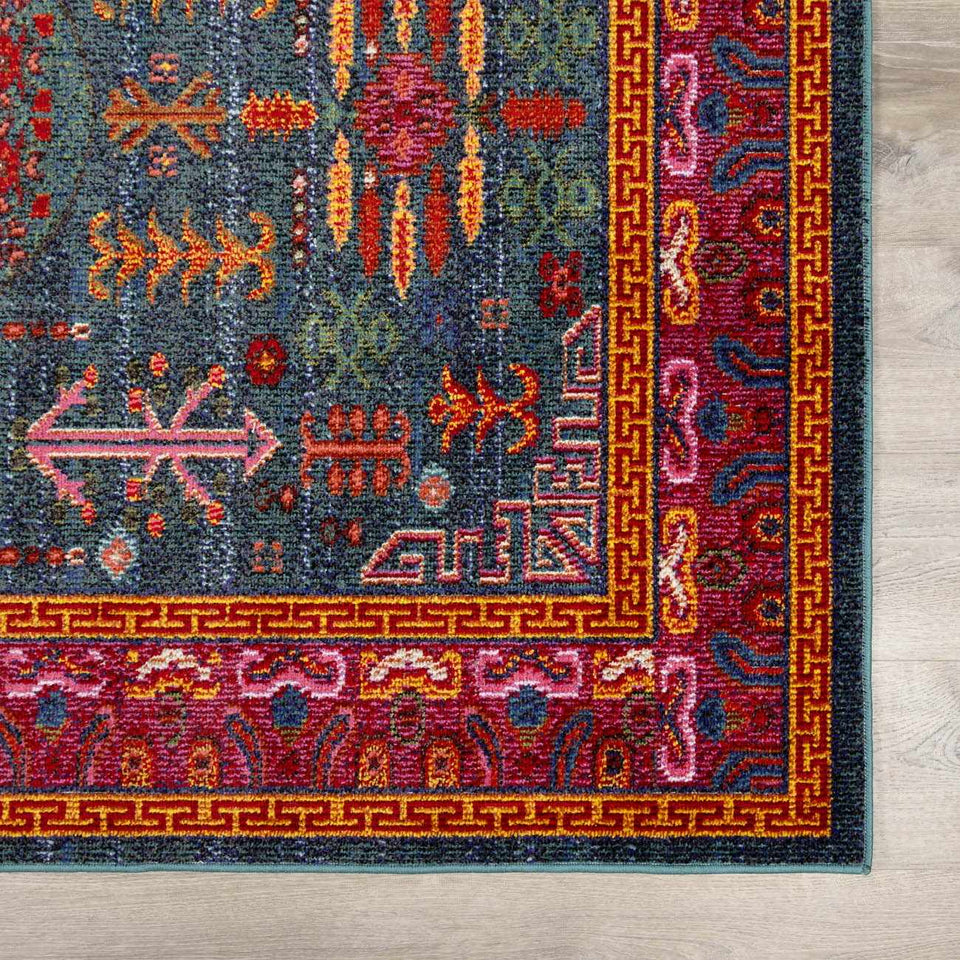 Cleveland Colorful Traditional Area Rug - Teal, Aqua, Navy