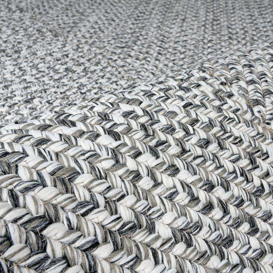 Cream Charcoal Braided Faux Jute Outdoor Rug