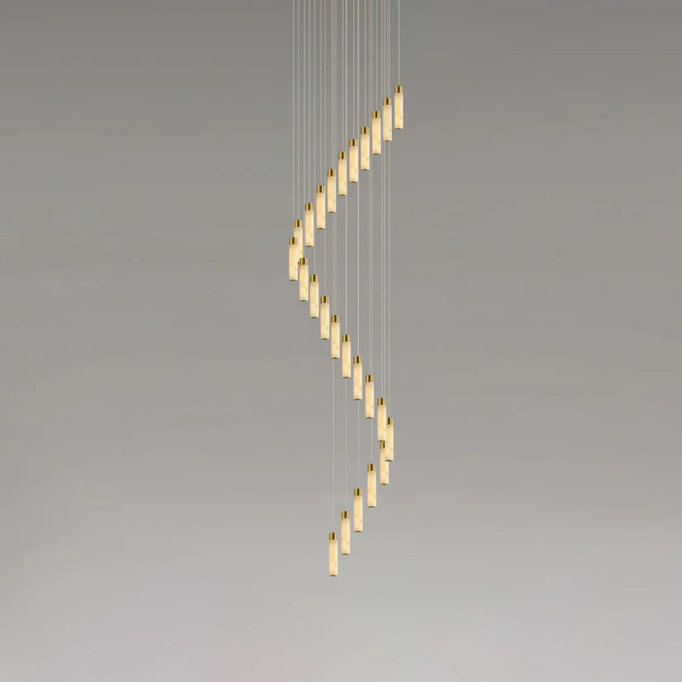Cylindrical Celestial Alabaster Cascade Chandelier