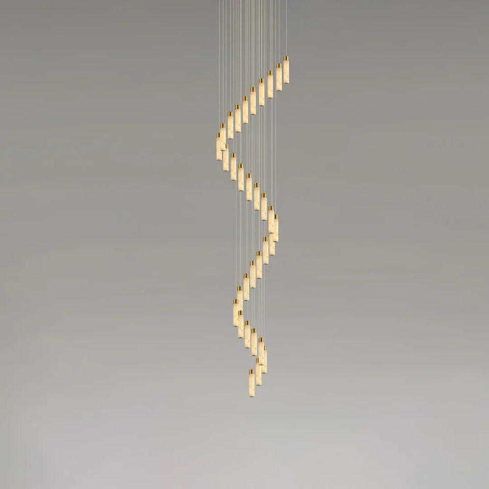 Cylindrical Celestial Alabaster Cascade Chandelier