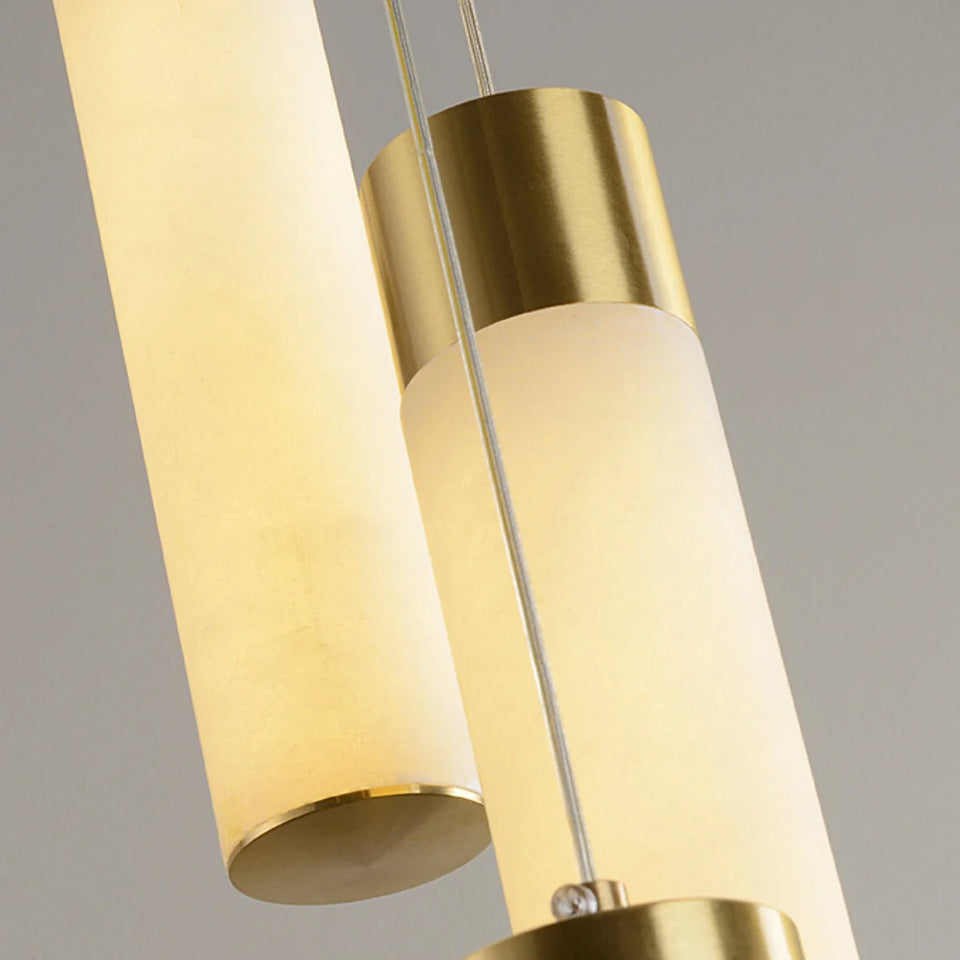 Cylindrical Celestial Alabaster Cascade Chandelier