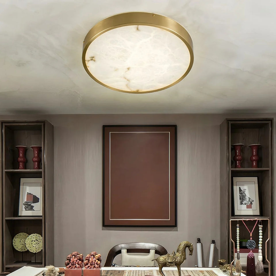 Column Alabaster Round Ceiling Lamp