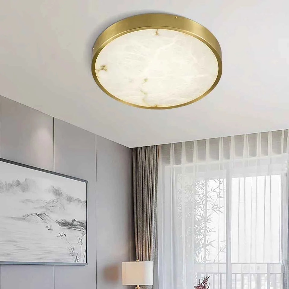 Column Alabaster Round Ceiling Lamp