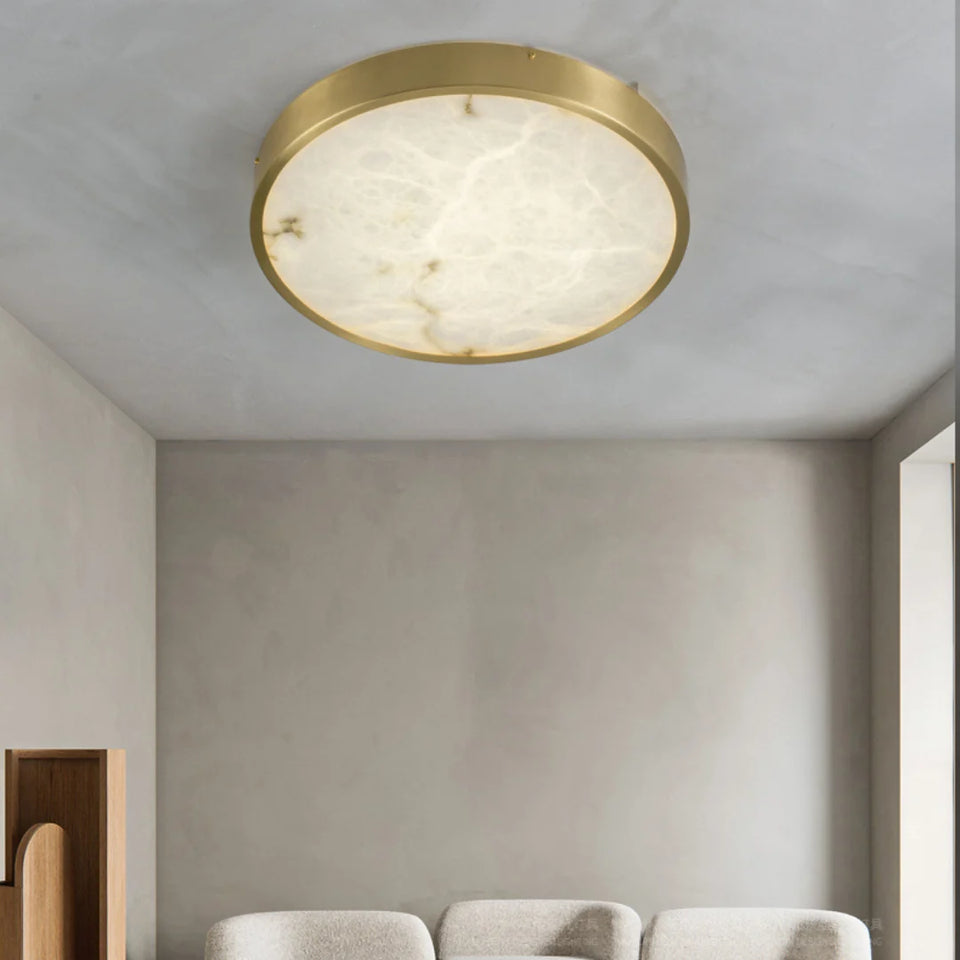 Column Alabaster Round Ceiling Lamp