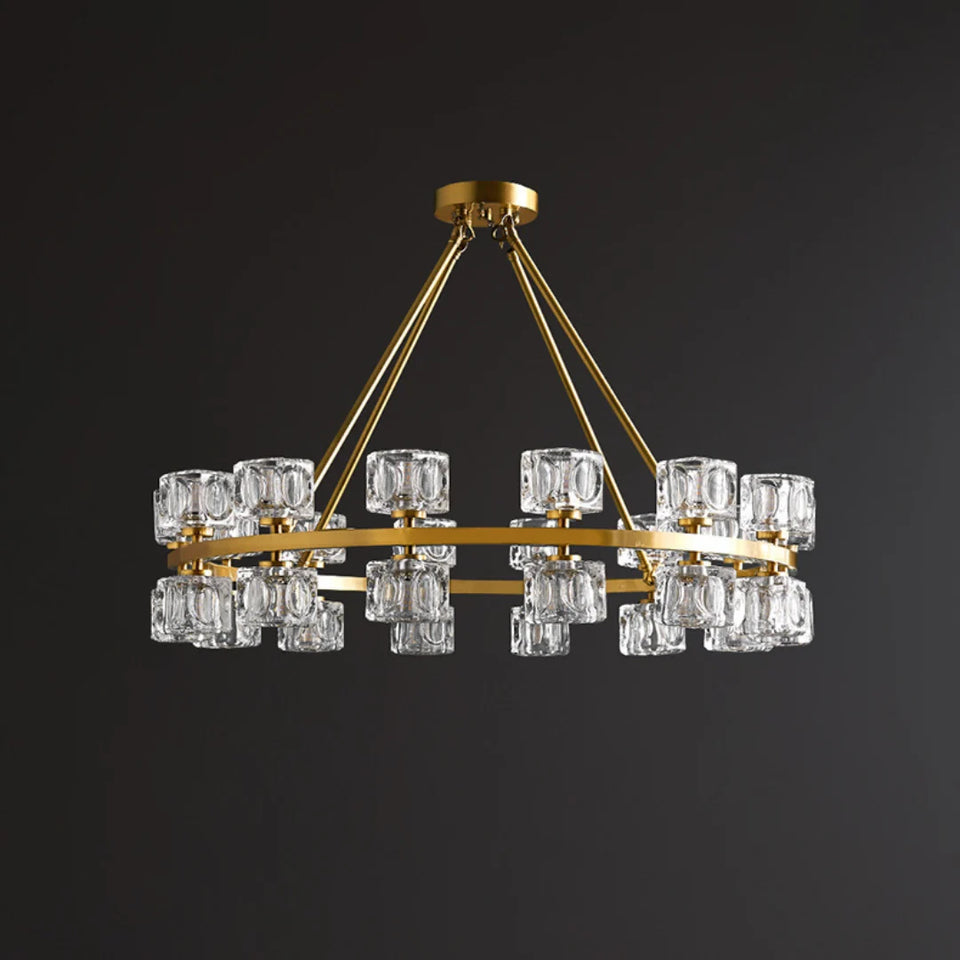 Crystal Cube Gold Chandelier