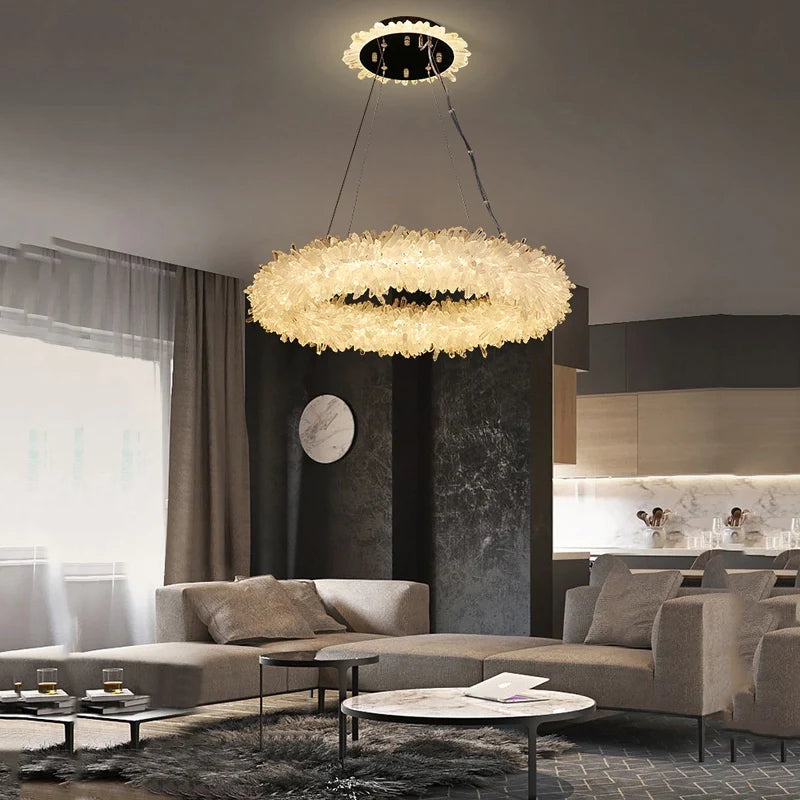 Crystal Brass Round Chandelier