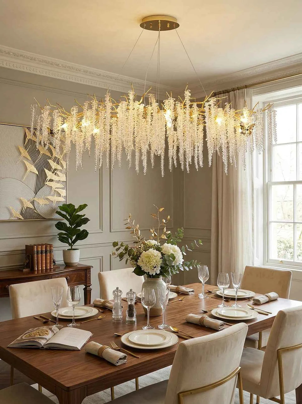 Crystal Wicker Chandelier