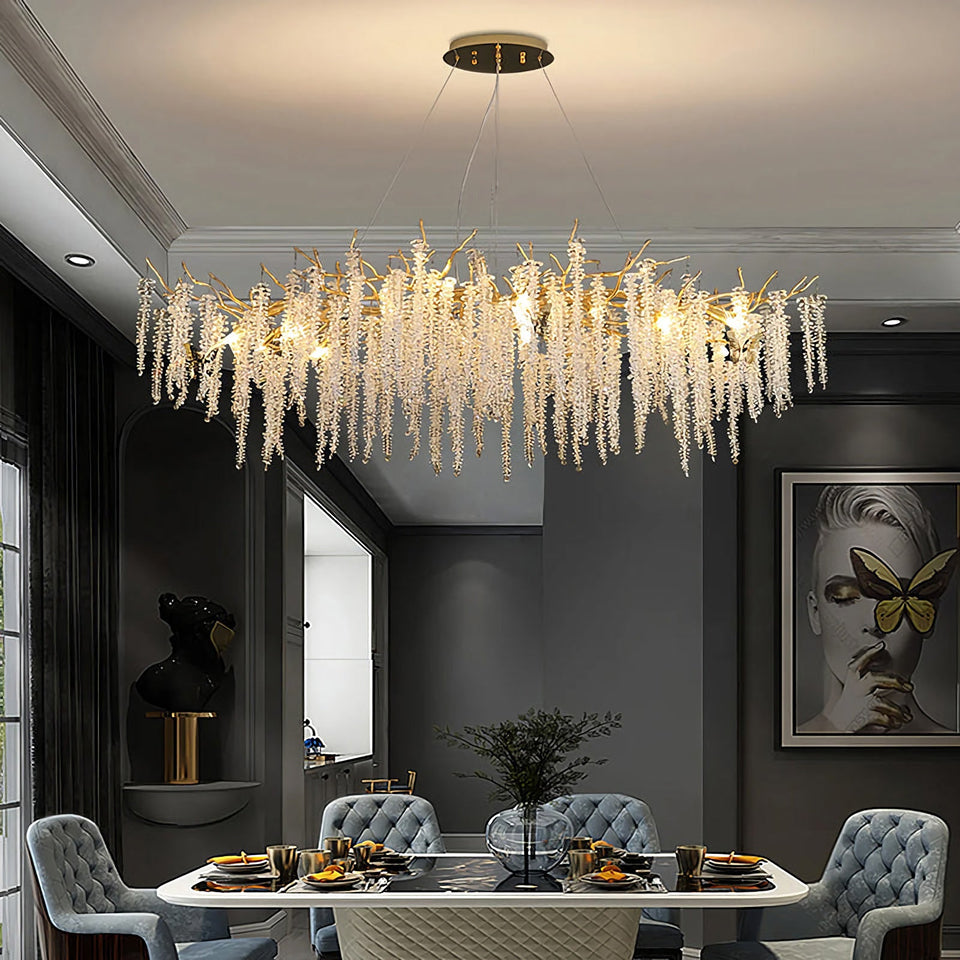 Crystal Wicker Chandelier