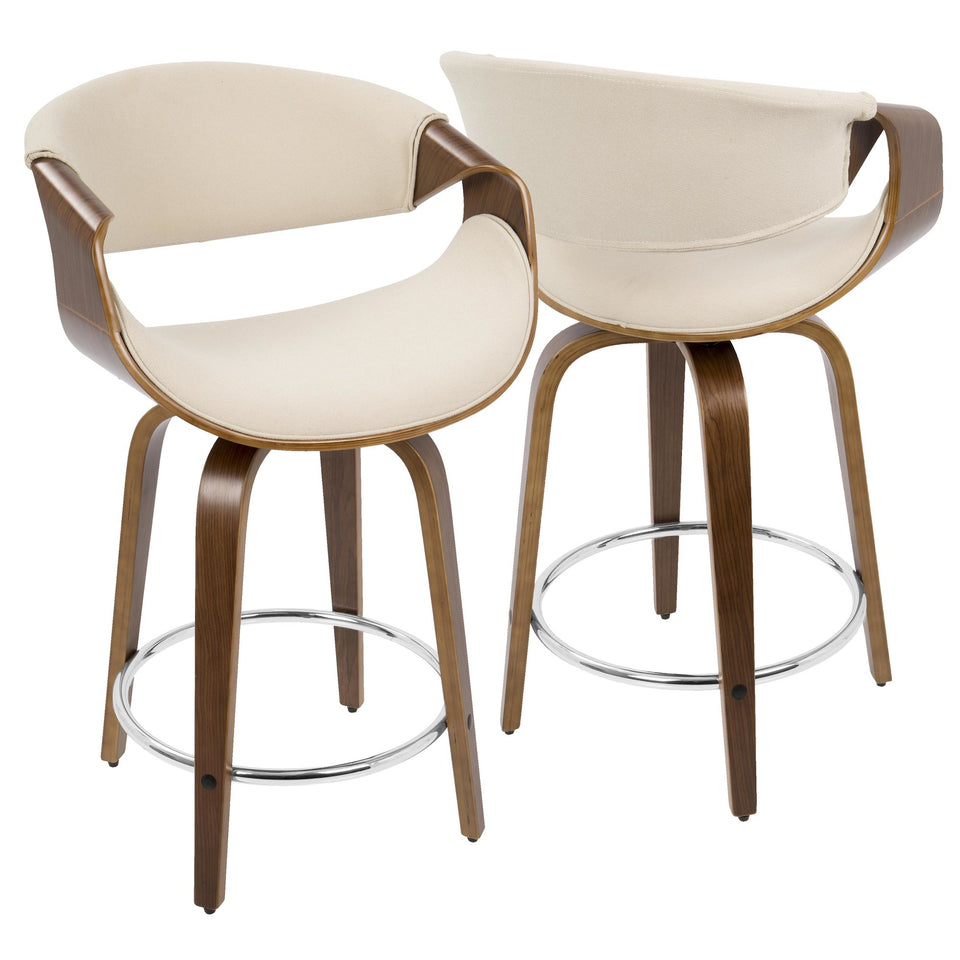 Curvini 24'' Fixed-Height Counter Stool - Set of 2
