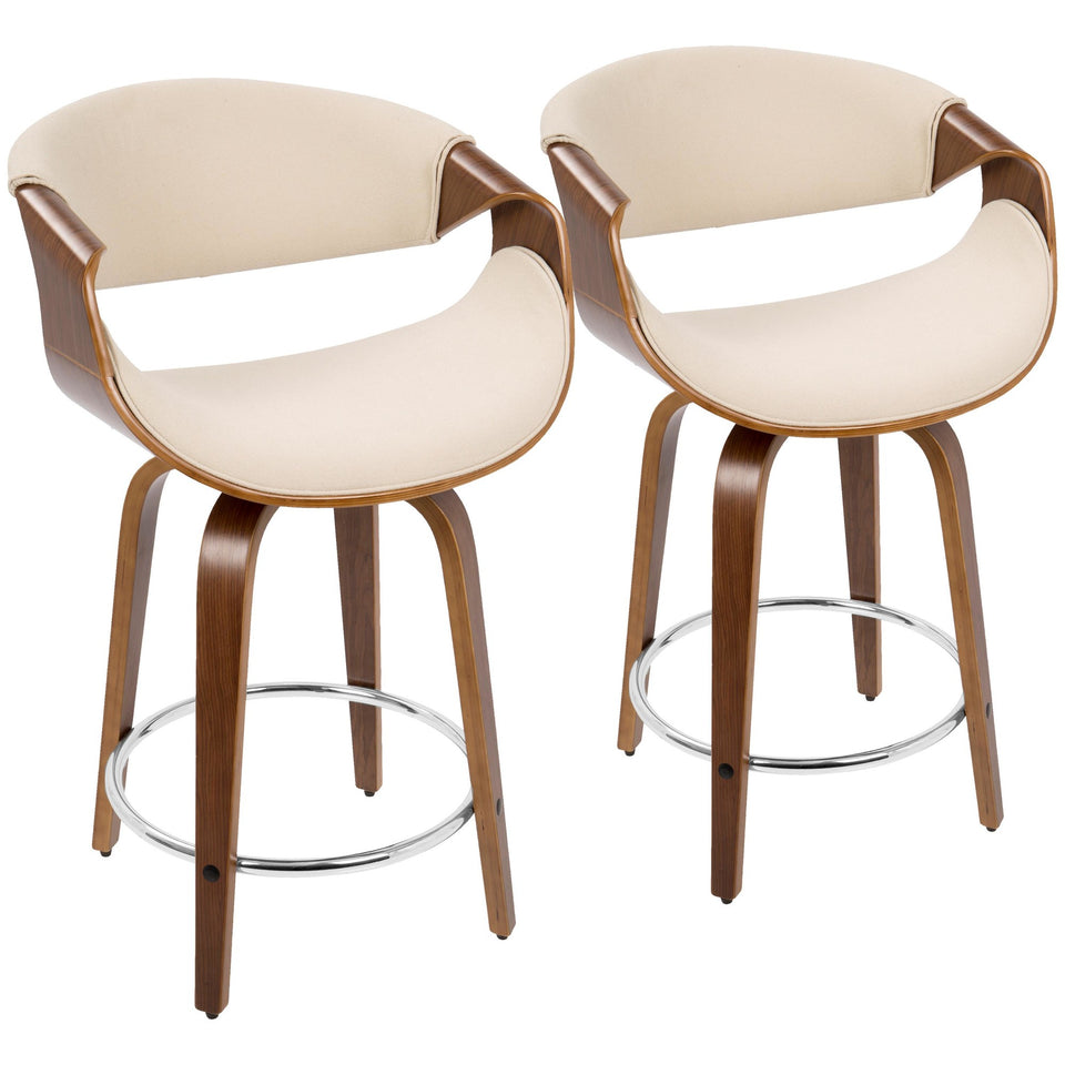 Curvini 24'' Fixed-Height Counter Stool - Set of 2