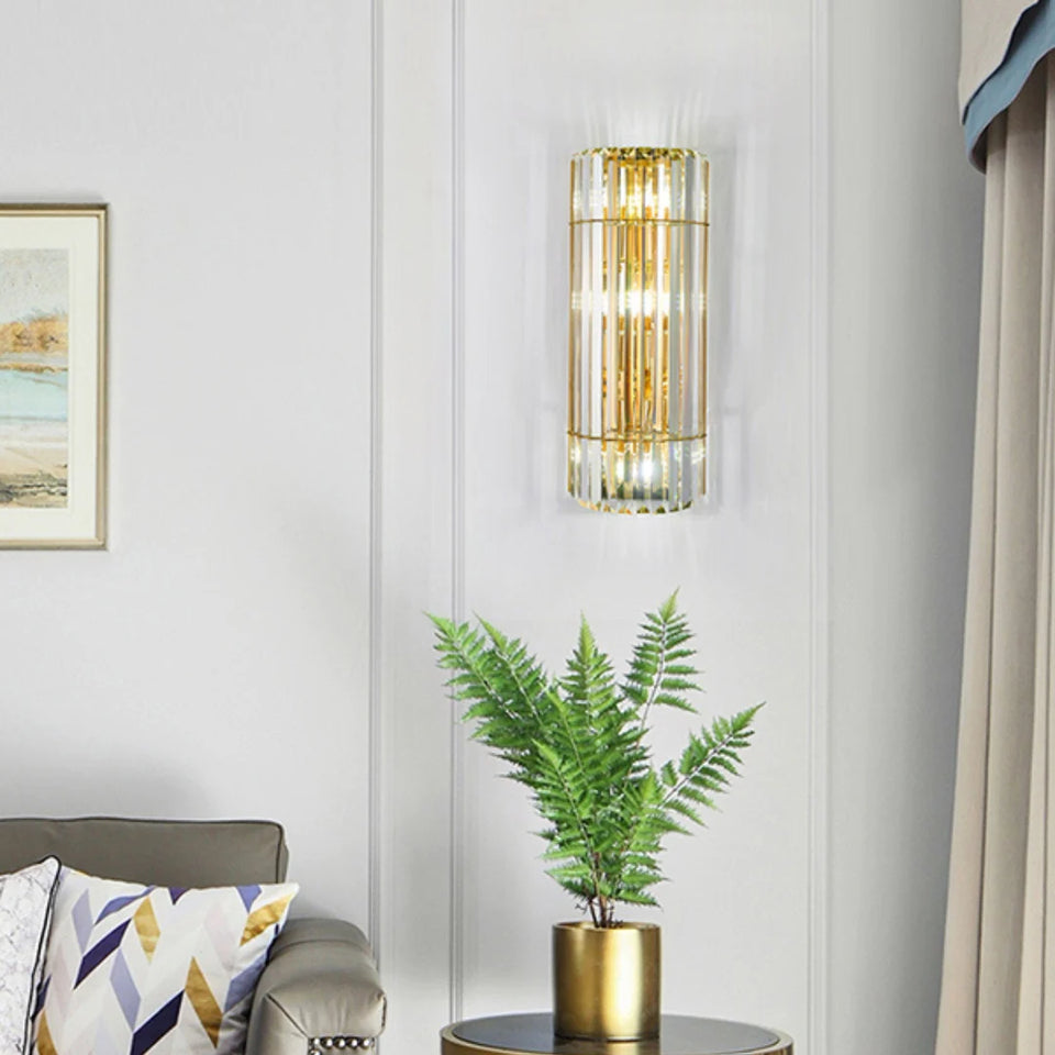 Cylindrical Crystal Wall Light