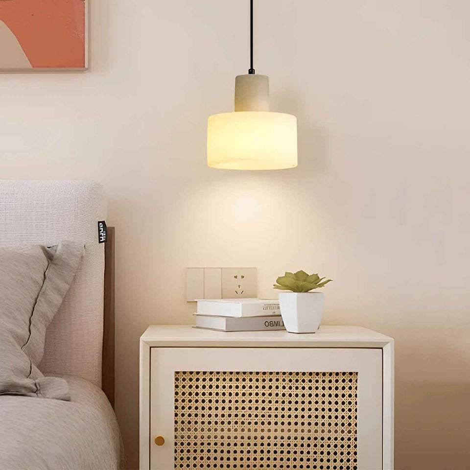 Cylindrical plaster Pendant Light