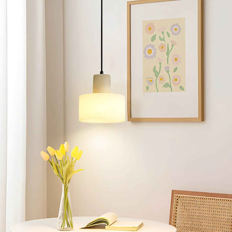 Cylindrical plaster Pendant Light