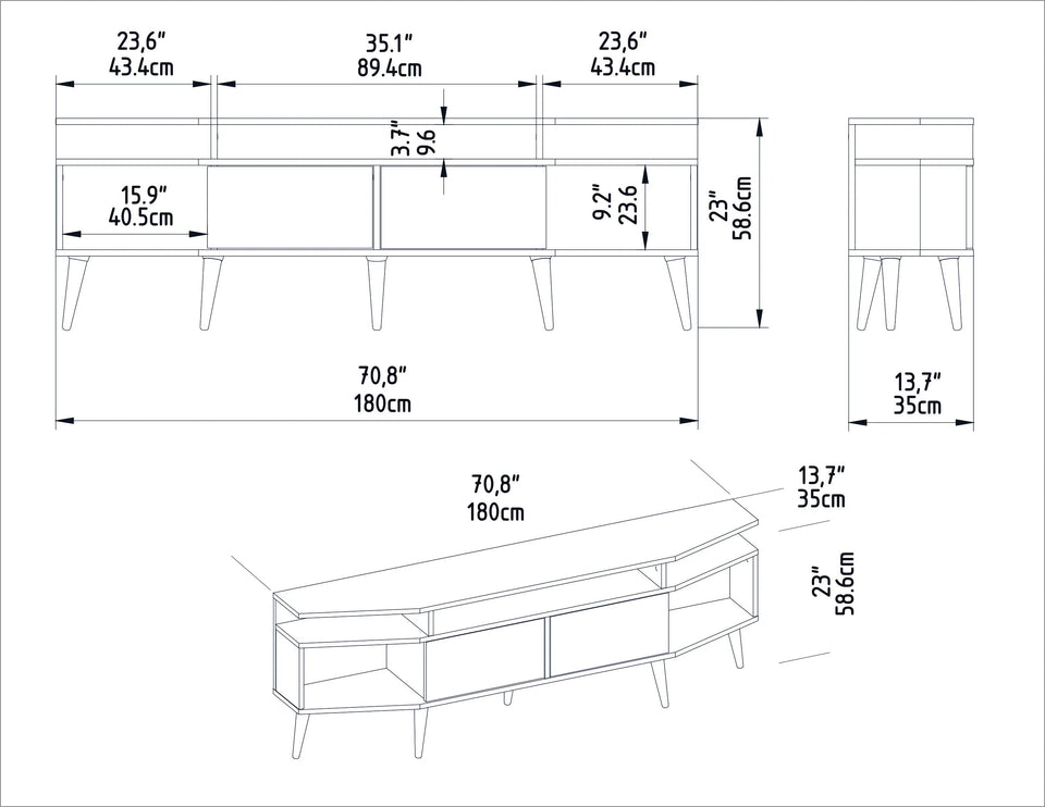 Dennis 71 in Wide Modern TV Stand Media Console with Storage for TVs up to 80 in
