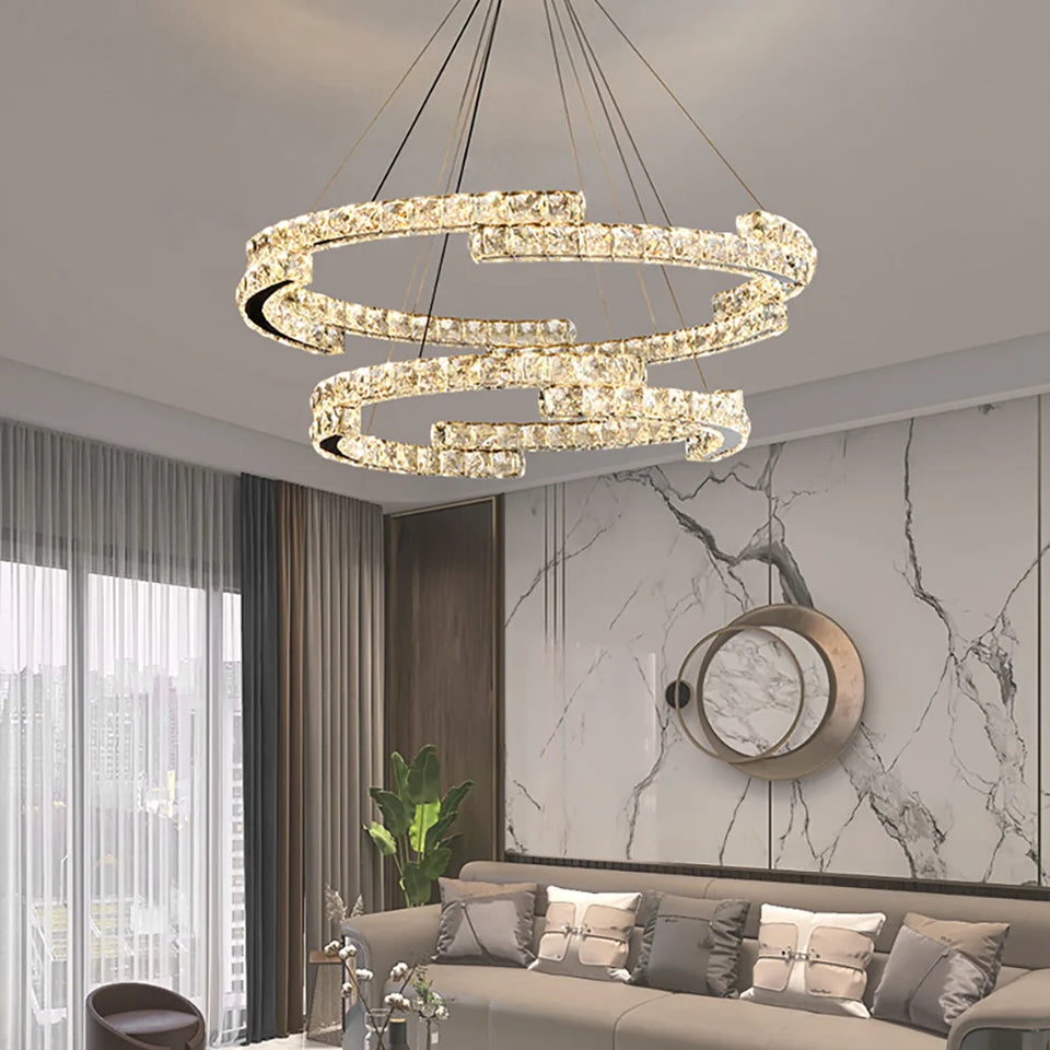 Double Ring Crystal Chandelier