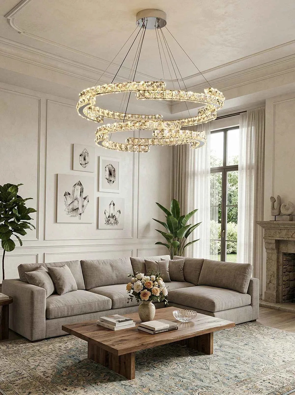 Double Ring Crystal Chandelier
