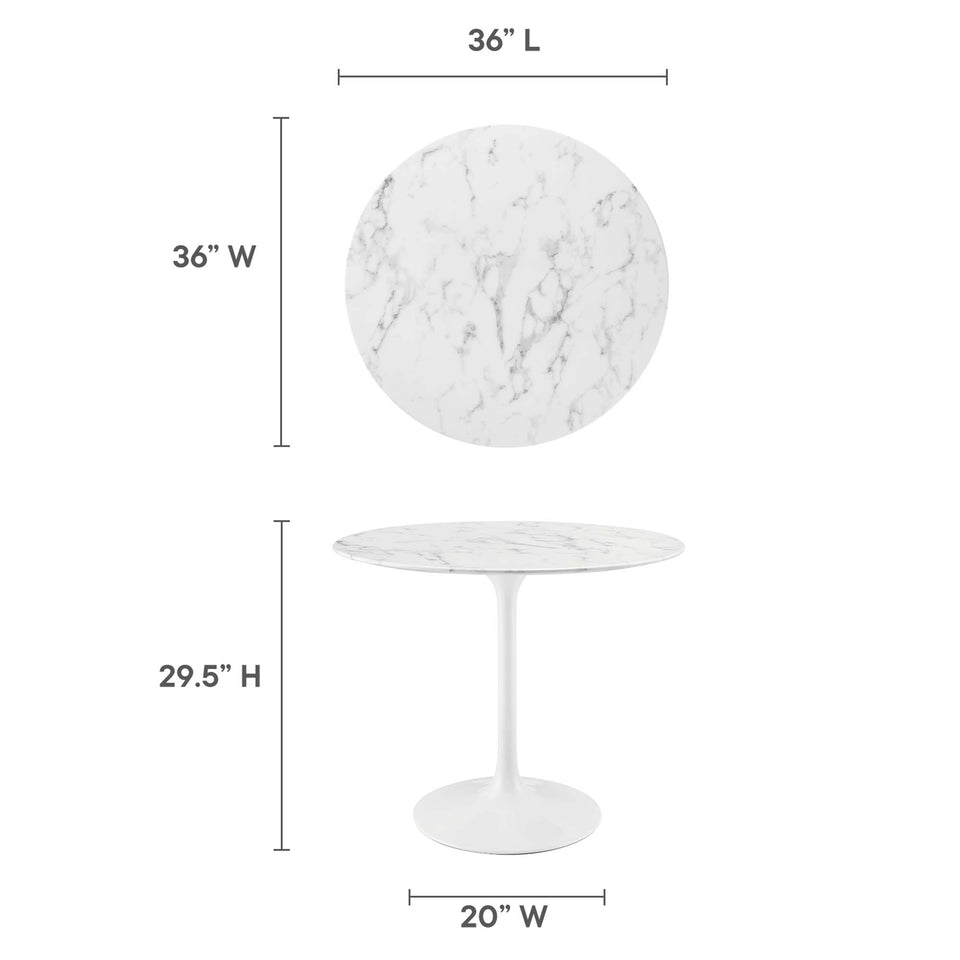 Lippa 36" Round Faux Marble Dining Table by Modway