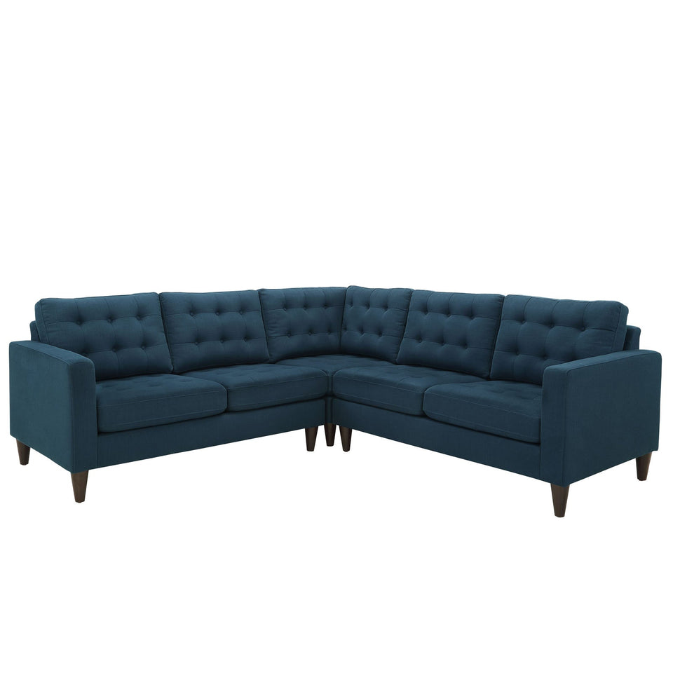 Empress 3 Piece Upholstered Fabric Sectional Sofa Set by Modway
