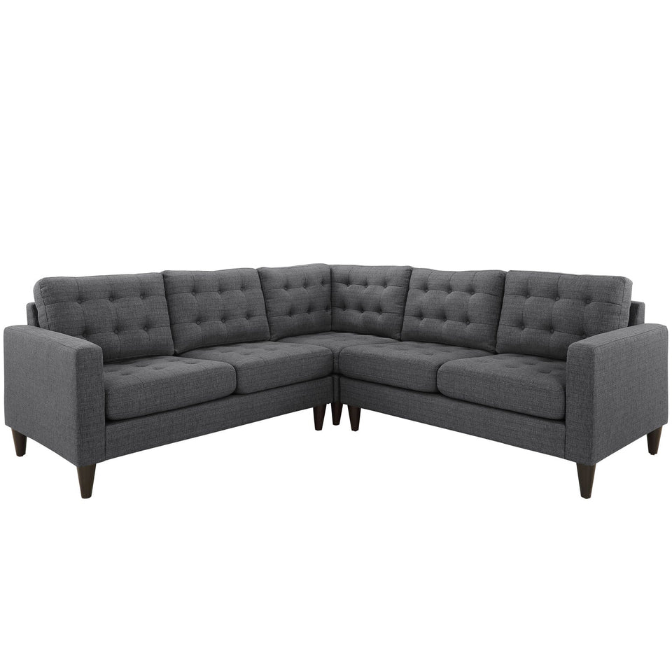 Empress 3 Piece Upholstered Fabric Sectional Sofa Set by Modway