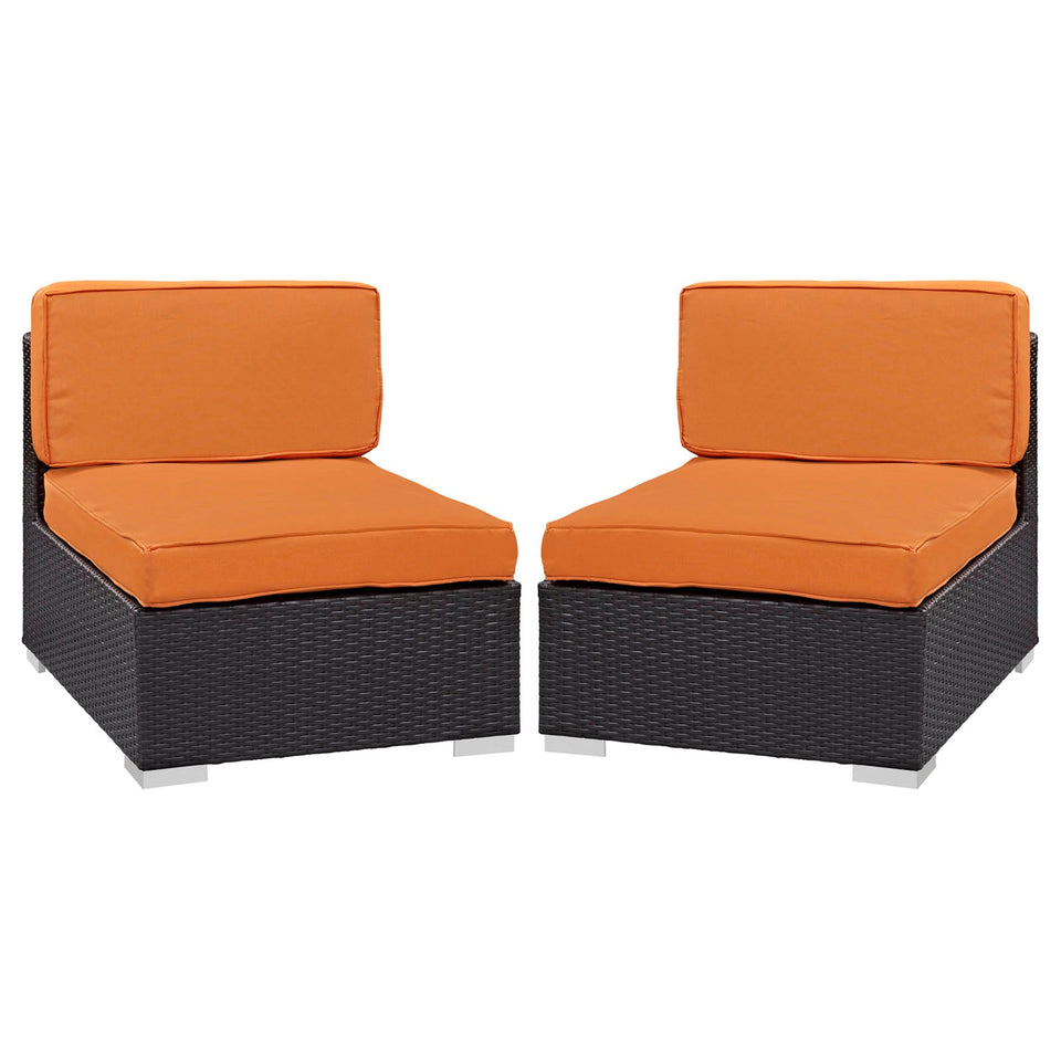 Gather Outdoor Patio Armless Chair Set of 2 by Modway