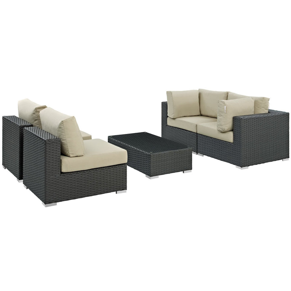 Sojourn 5 Piece Outdoor Sunbrella® Sectional Set by Modway