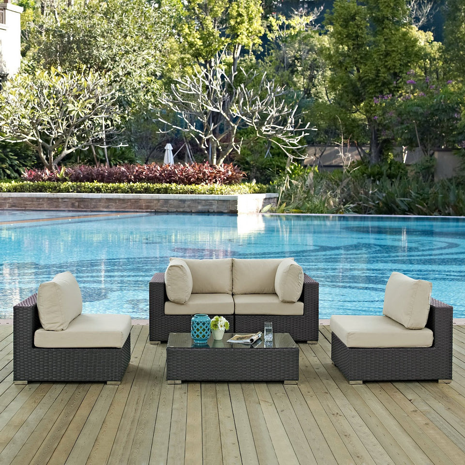 Sojourn 5 Piece Outdoor Sunbrella® Sectional Set by Modway