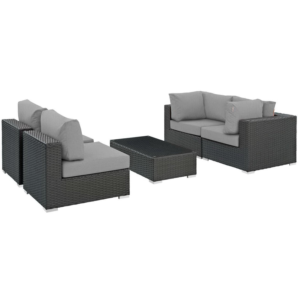 Sojourn 5 Piece Outdoor Sunbrella® Sectional Set by Modway