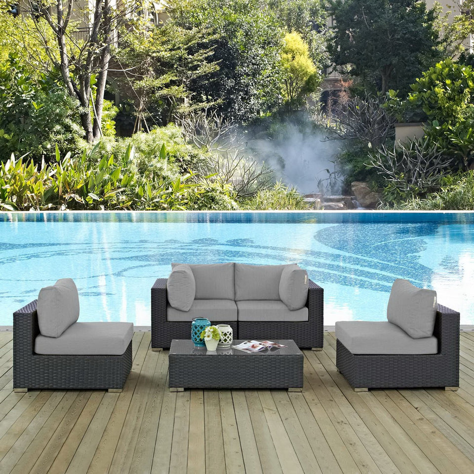Sojourn 5 Piece Outdoor Sunbrella® Sectional Set by Modway