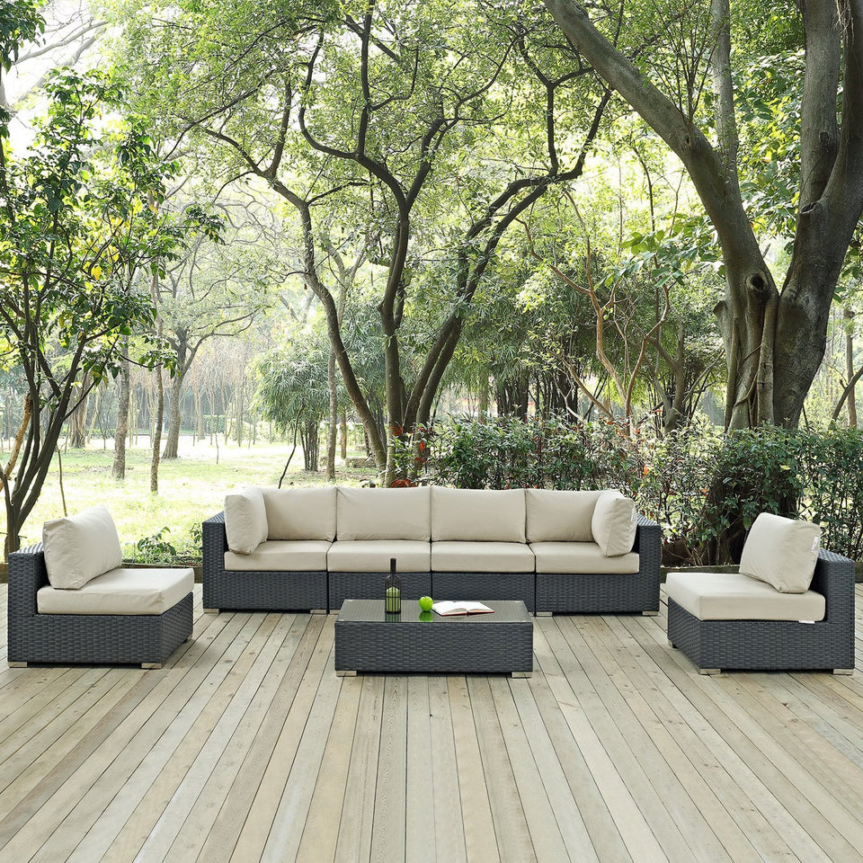 Sojourn 7 Piece Outdoor Sunbrella® Sectional Set by Modway