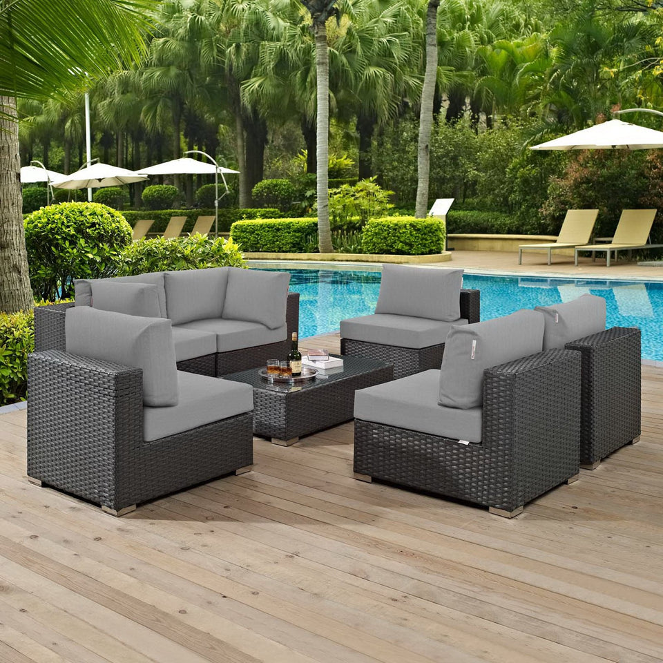 Sojourn 7 Piece Outdoor Sunbrella® Sectional Set by Modway