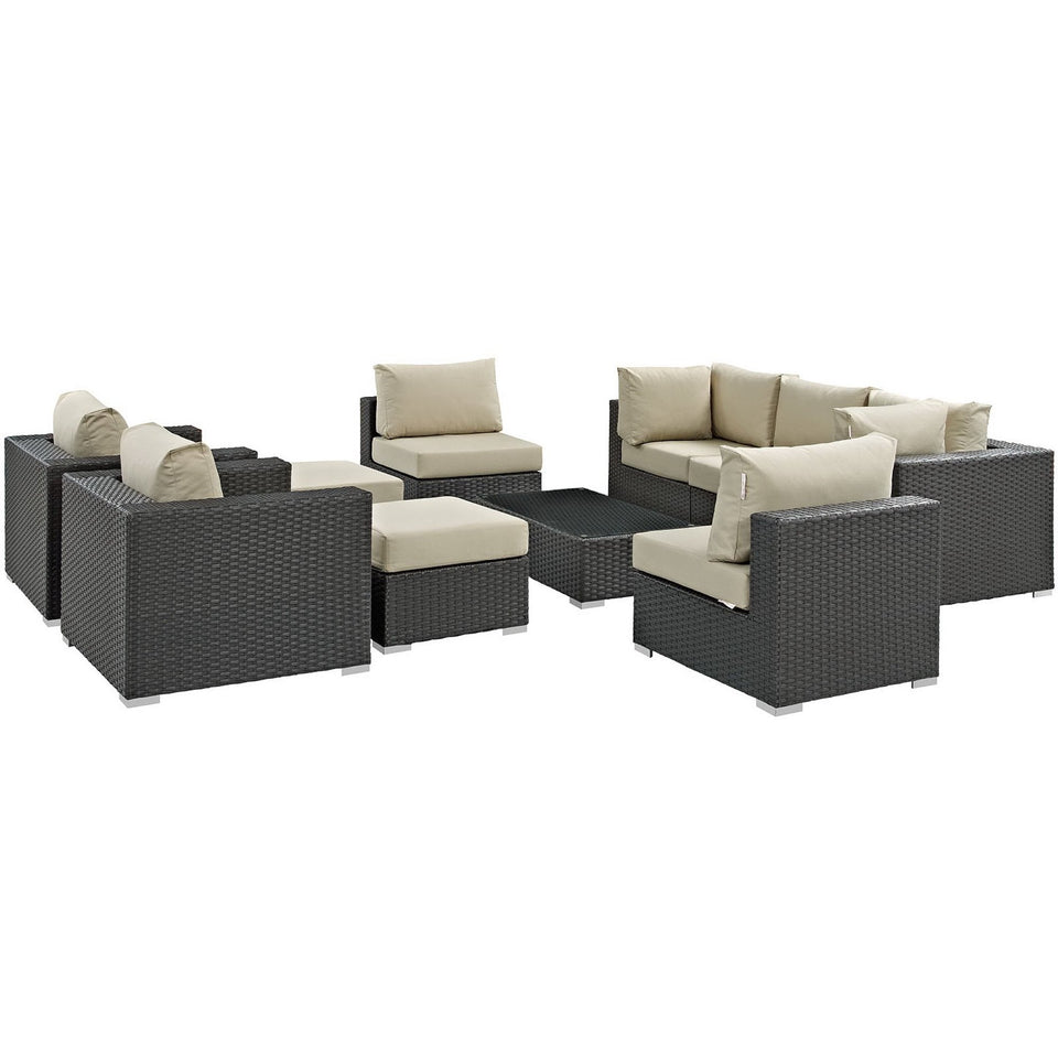Sojourn 10 Piece Outdoor Sunbrella® Sectional Set by Modway