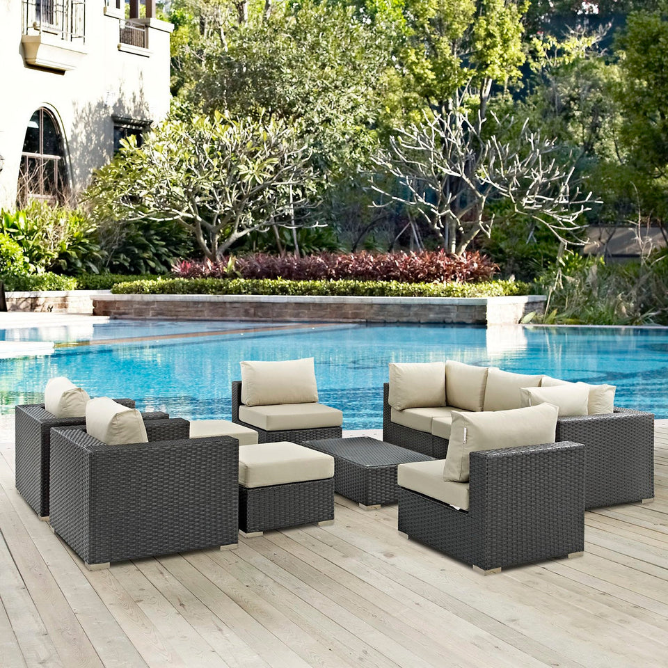 Sojourn 10 Piece Outdoor Sunbrella® Sectional Set by Modway