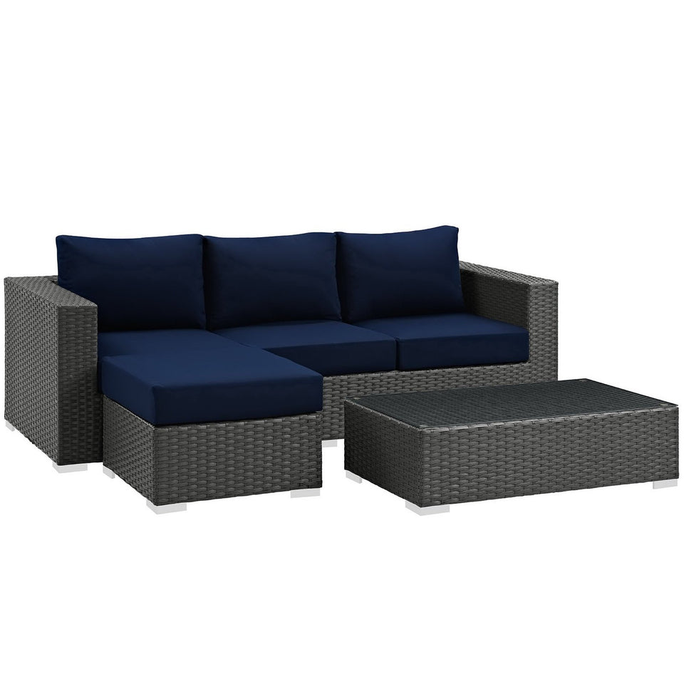 Sojourn 3 Piece Outdoor Patio SunbrellaÂ® Sectional Set by Modway
